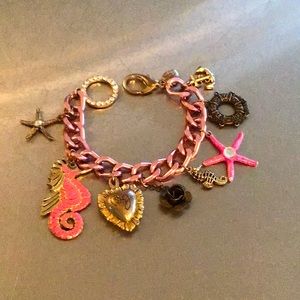 Betsey Johnson Bracelet; Pink & Bronze